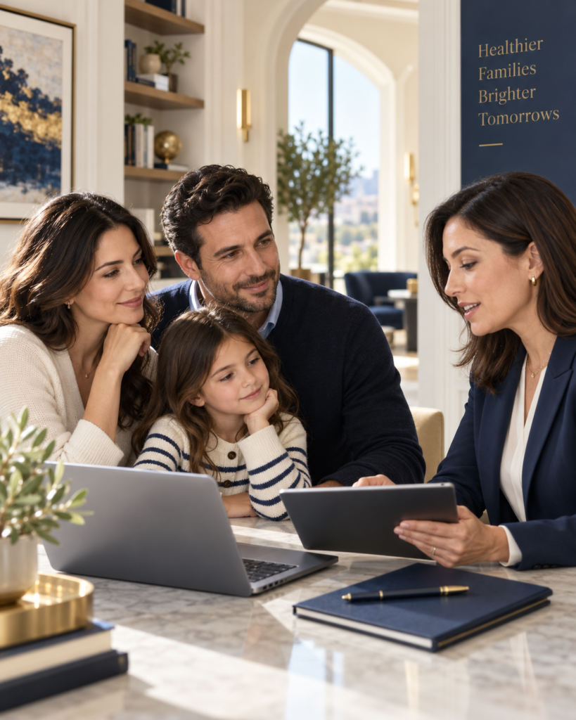 Family reviewing ACA Marketplace health insurance options with a licensed insurance professional.