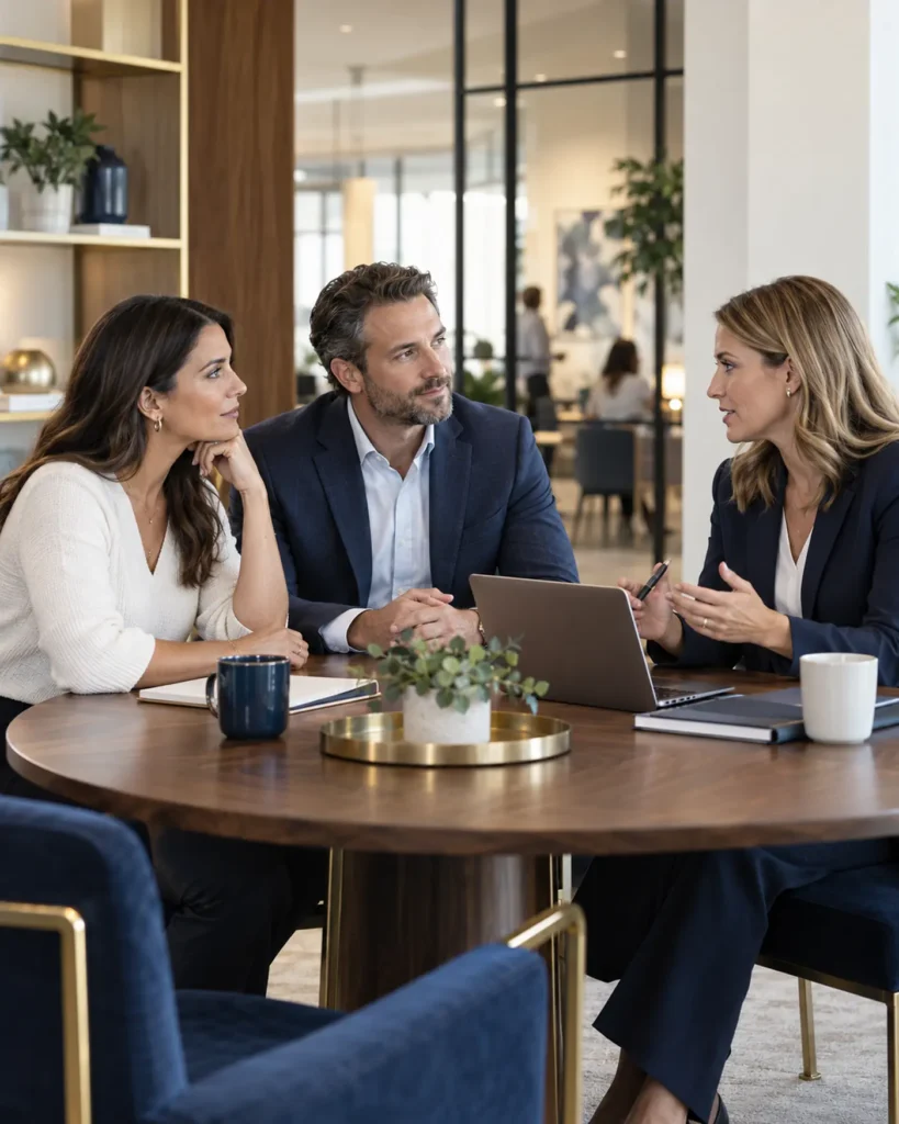 Small business owners reviewing employee supplemental benefits with a licensed insurance professional.
